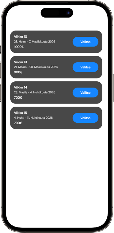 Valitse haluamasi ajankohta